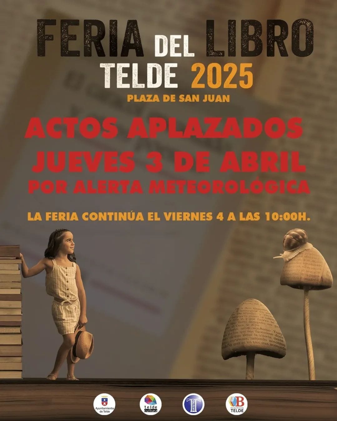 ACTOS APLAZADOS 3 DE ABRIL FERIA DEL LIBRO DE TELDE